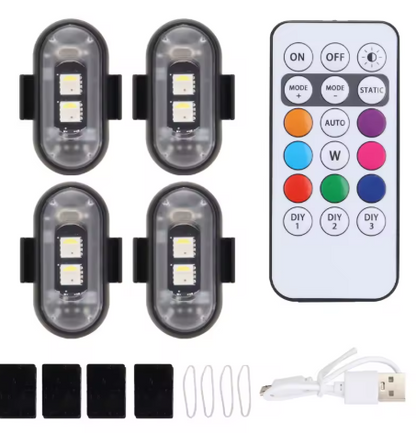 Car Motorcycle LED Lights 8 Colors  Flash Position Wireless