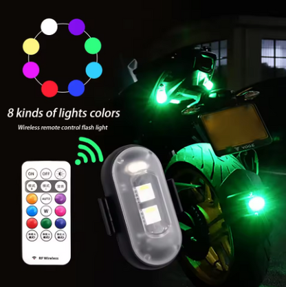 Car Motorcycle LED Lights 8 Colors  Flash Position Wireless